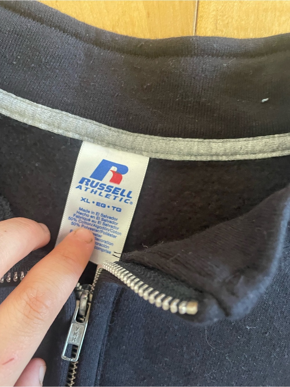Russell Athletic Black Full-Zip Hoodie with YKK Zipper